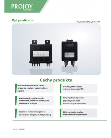 Optimizator moči PV PROJOY PEOP1000 2-kanalni 2×500 W 1000 W