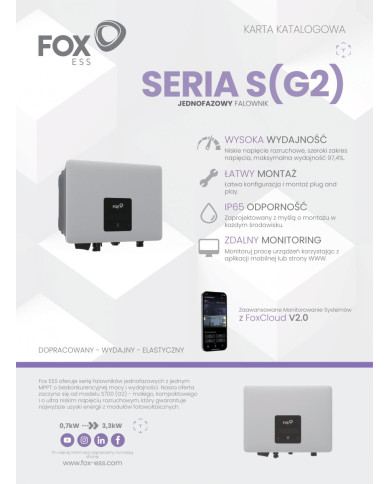 FoxESS S3300-G2 onduleur réseau monophasé 3,3 kW 1 MPPT