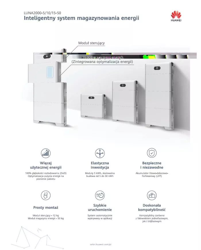 HUAWEI Energilagringssystem 5kW (LUNA2000-5-C0 + 1 x LUNA2000-5kW-E0)