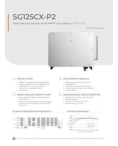 Sungrow SG125CX-P2(AFCI, SPD DC I+II/AC II, DC switch, PID)