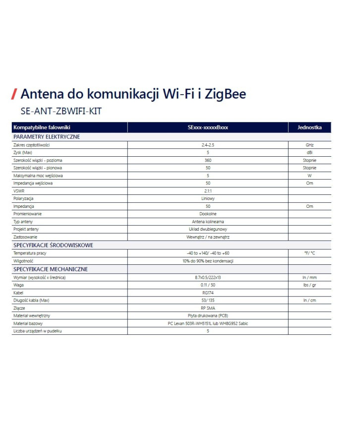 SolarEdge Antena Wi‑Fi in ZigBee SE-ANT-ZB-WIFI-03 – komplet anten za SetApp inverterje