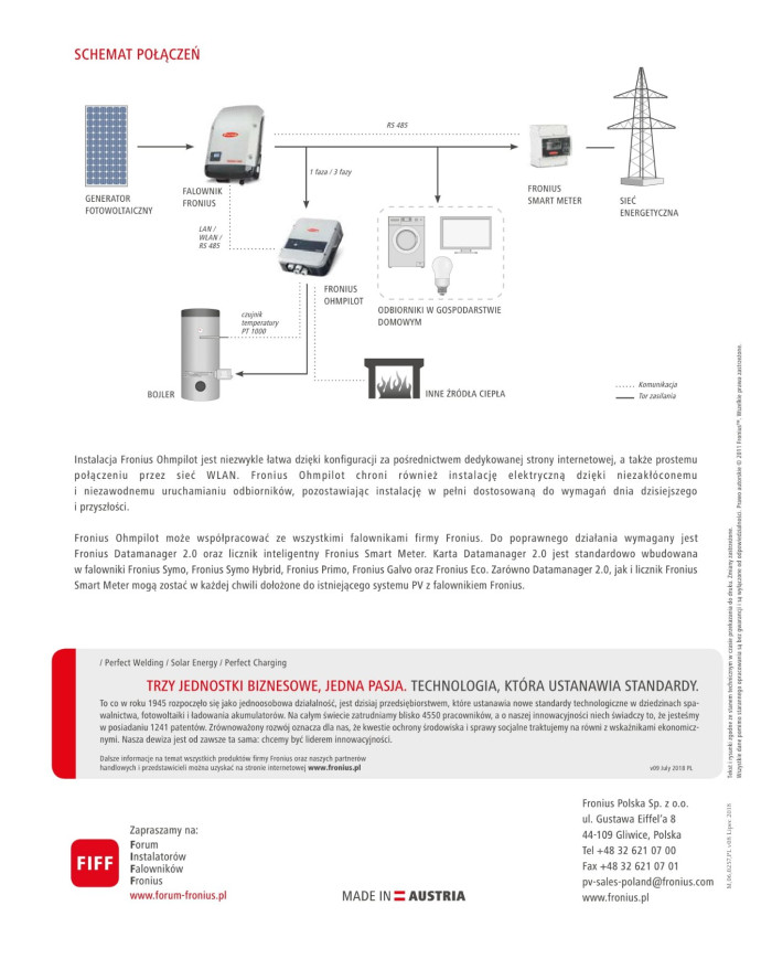 Fronius Ohmpilot 9.0-3 – Patēriņa regulators / iegremdējamā sildītāja kontrolieris, 0–9 kW, 3~NPE, 3x13 A