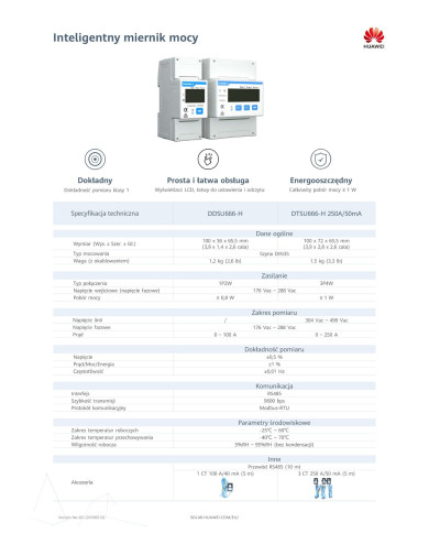 Huawei DTSU666-H 250A/50mA / YDS60 50A 3-fāzu elektroenerģijas skaitītājs (ar strāvas transformatoriem)