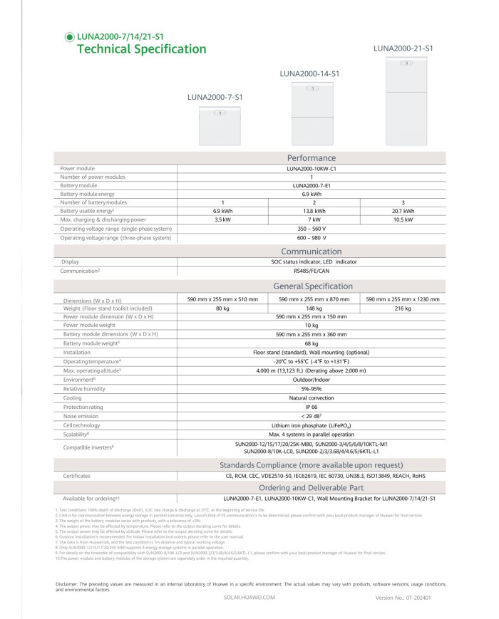 Moduł baterii Huawei LUNA2000-7-E1 6,9 kWh