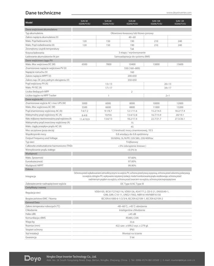 DEYE SUN-10K-SG04LP3-EU 10 kW