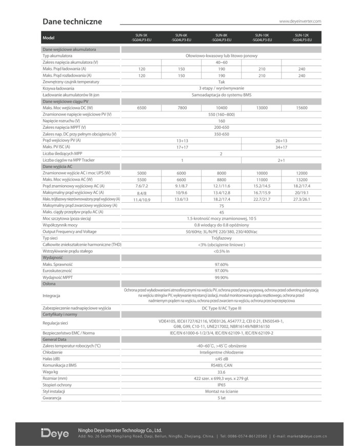 DEYE SUN-10K-SG04LP3-EU 10kW