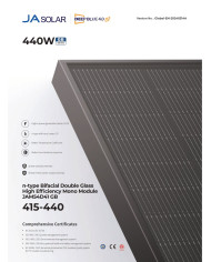 JA SOLAR JAM54D41 BIFACIAL  435W GB Full black MC4 (N-Type)