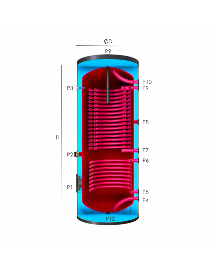 Hybrid water heater for heat pumps 500L