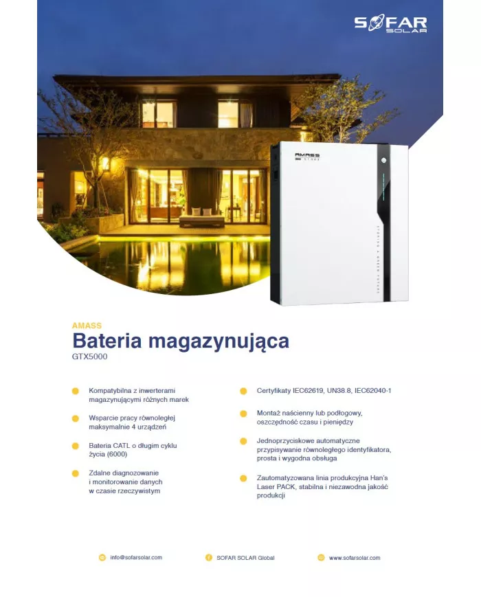 SOFAR AMASS GTX 5000 Akkumulátor 5,12 kWh