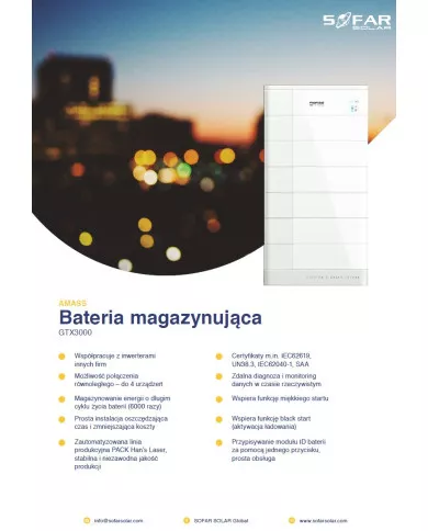 Hlavní řídicí jednotka SOFAR AMASS GTX 3000-BCU