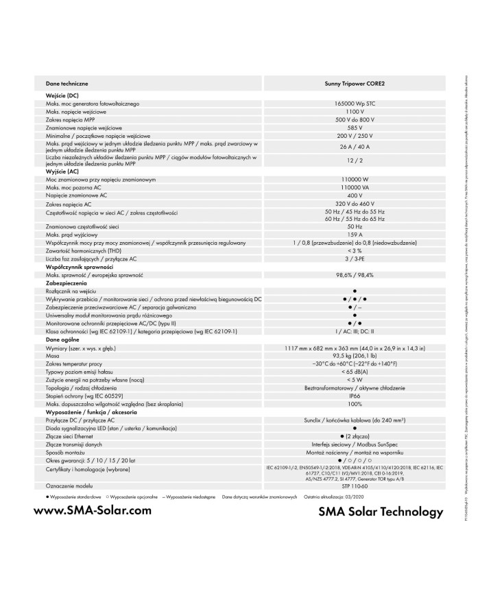 SMA Sunny Tripower CORE2 STP 110-60, 110kW, 3-phase