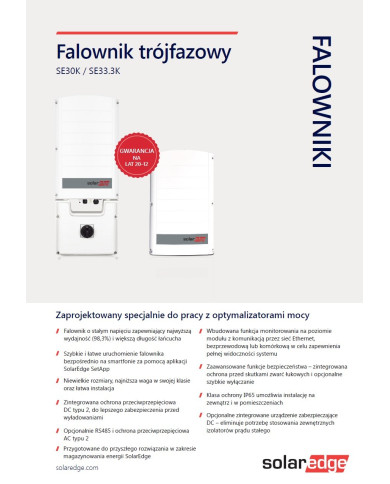 SolarEdge SE33.3K 33.3kW Trojfázový Menič