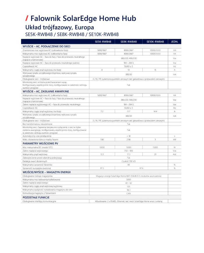 SolarEdge SE5K HOME HUB, 3-phase HYBRID (RWB48BFN4)