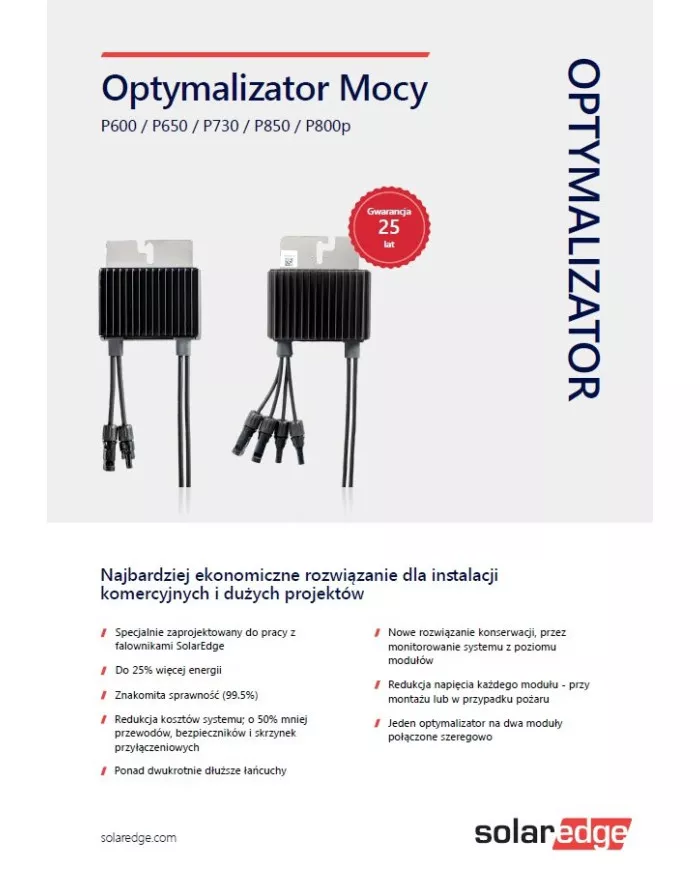 Optimizator de putere SolarEdge P850-4R MXM BY