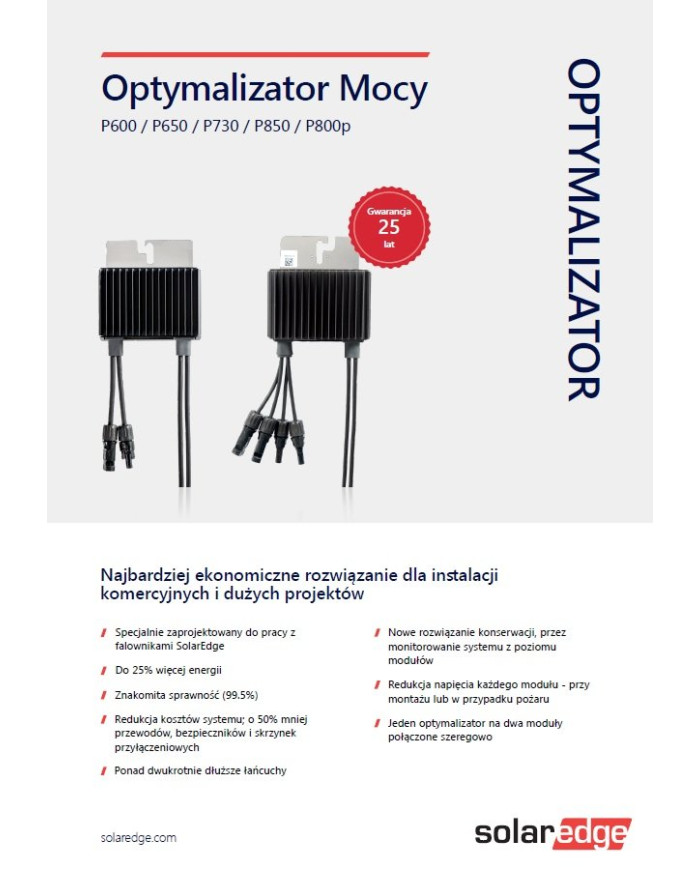 SolarEdge P850-4R MXM BY – P850‑seeria võimsuse optimeerija 850 W (MC4, 4‑juhtmeline)