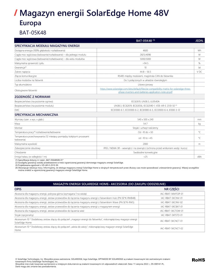 Solaredge Energy Storage Base (IAC-RBAT-5KFSTD-01)