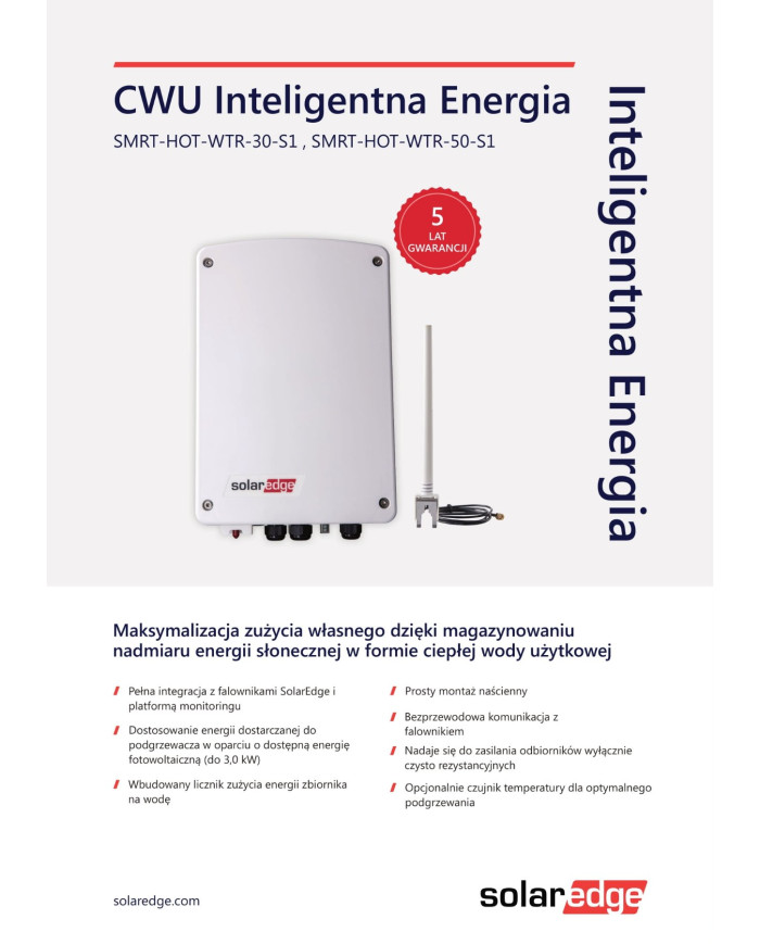 SolarEdge SMRT-HOT-WTR-30-S2 Karstā ūdens sildītāja vadības ierīce (CWU) 3 kW