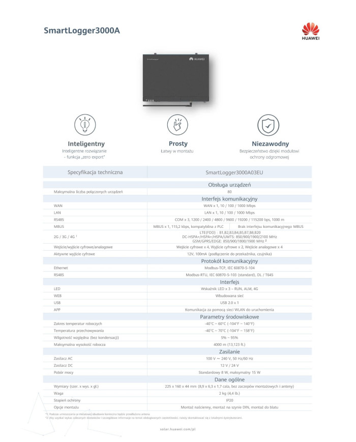 Huawei SmartLogger 3000A01 (brez MBUS)