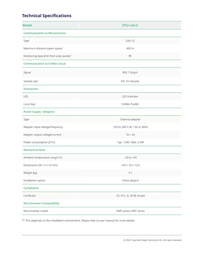 HOYMILES DTU-Lite-S Monitoring Modul (99 napelemes modulhoz)