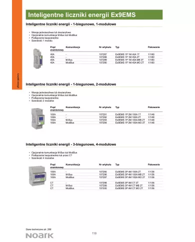 NOARK Two-tariff meter EX9EMS 3P 4M 100A