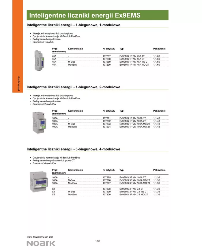 Contor bivalent NOARK EX9EMS 3P 4M 100A