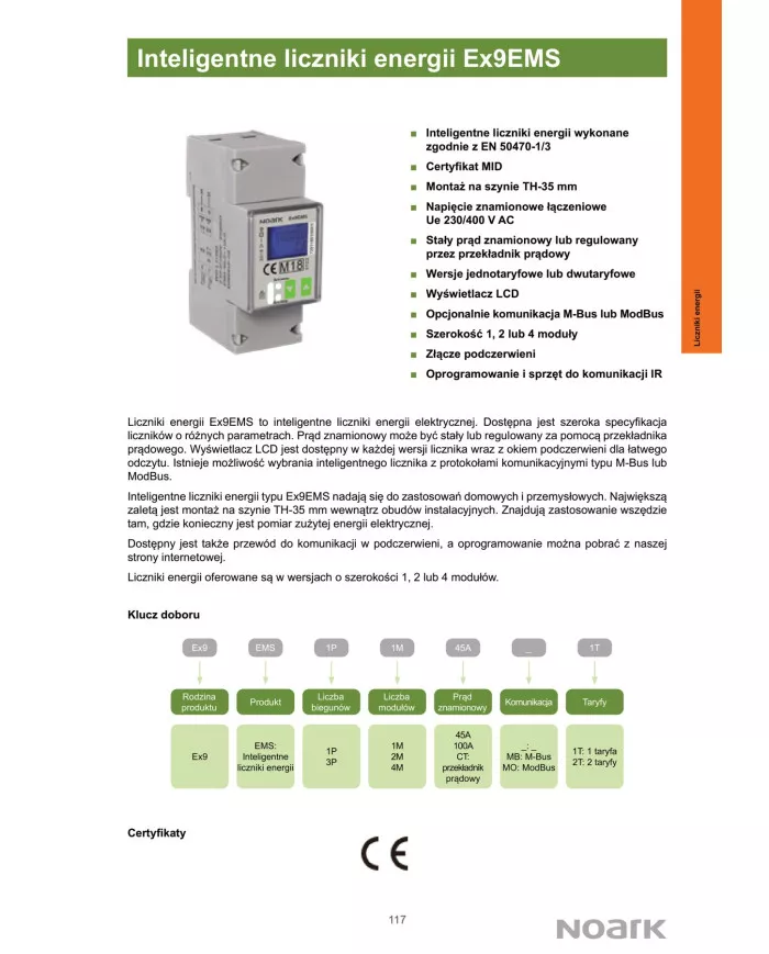 Contor bivalent NOARK EX9EMS 3P 4M 100A