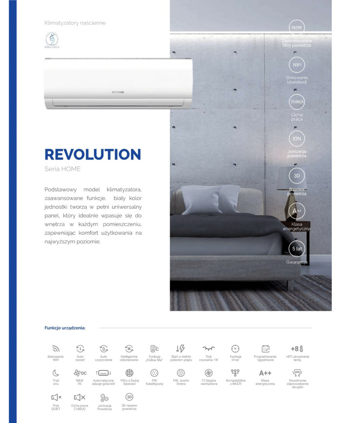 HYUNDAI Wall-mounted Air Conditioner 7.0kW Revolution HRP-M24RI + HRP-M24RO/2