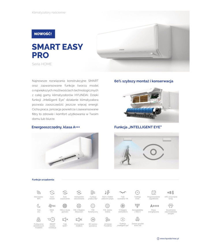 HYUNDAI Wall-mounted Air Conditioner 3.6kW Smart Easy Pro