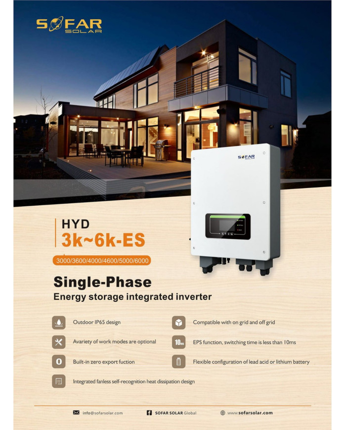 SOFAR Hybrid Inverter HYD5000-ES 1-phase 2xMPPT