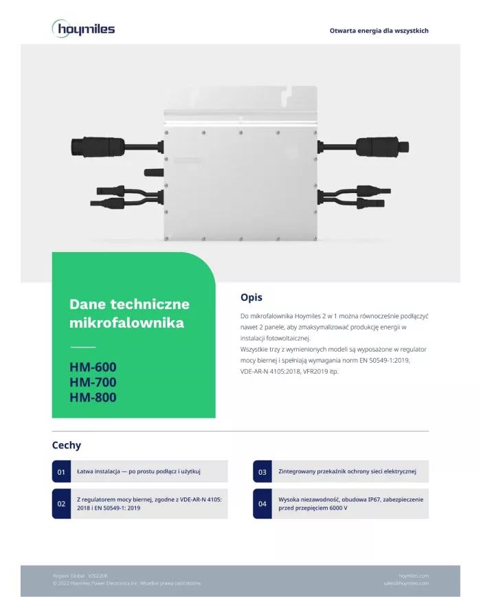 HOYMILES Mikroinverter HM-800 1F (2*500W)