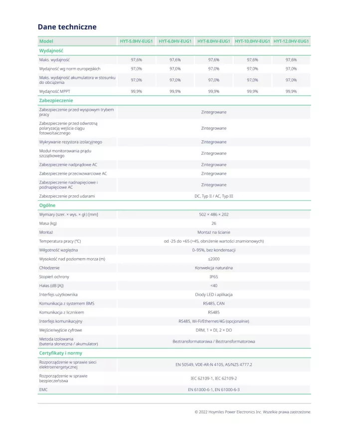HOYMILES Hybridomvandlare HYT-12.0HV-EUG1 12 kW