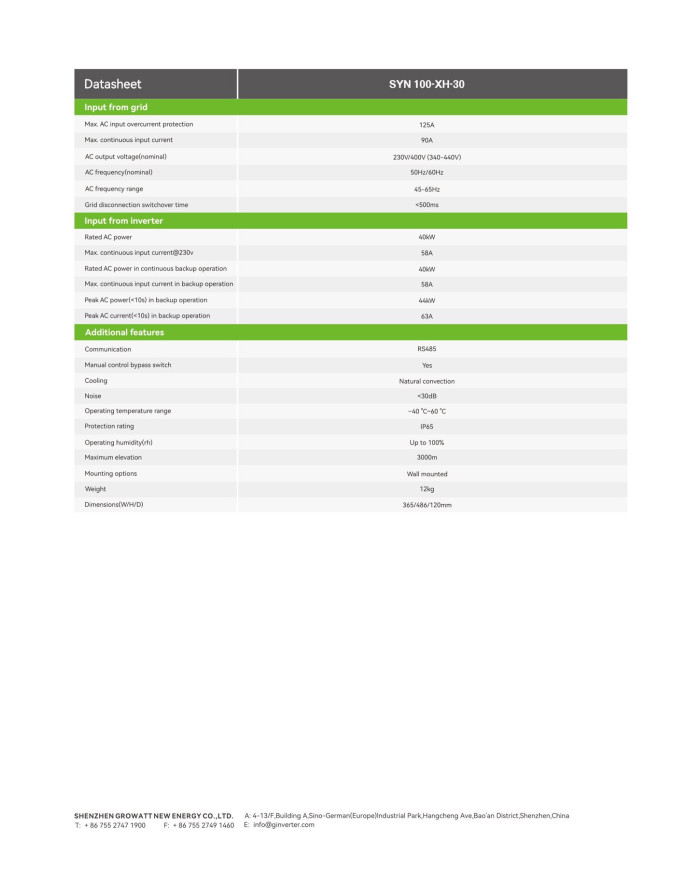GROWATT SYN-100-XH-30 (Backup Box dla MID XH)