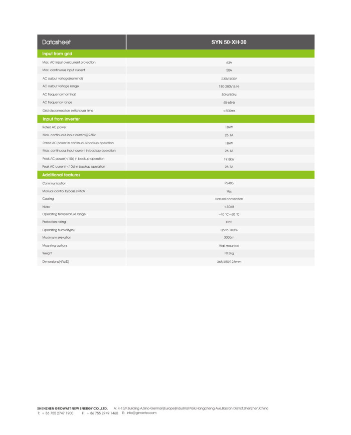 GROWATT SYN-50-XH-30 (Backup Box)