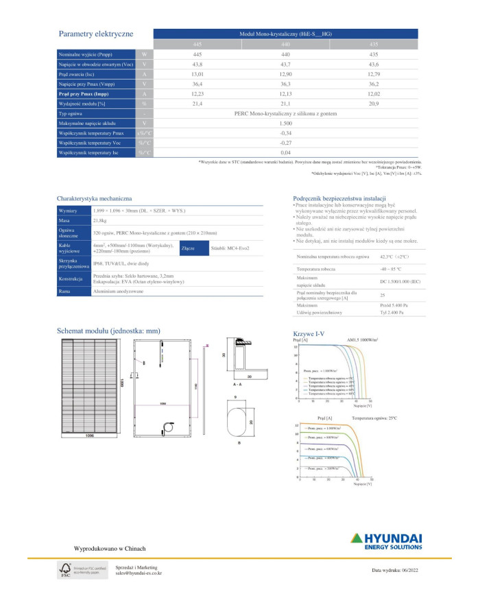 HYUNDAI-HiE-S440HG G12 Shingled MONO 440W Black Frame