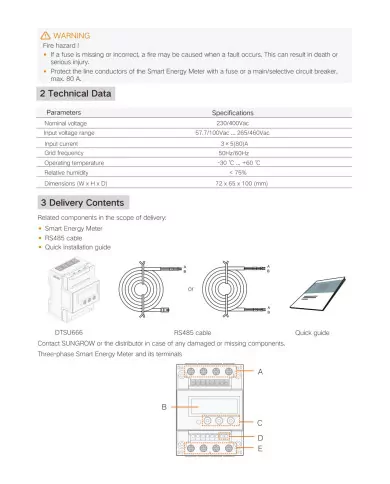 Sungrow DTSU666/5 80A Smart Energiezähler