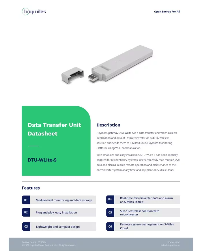 Module de surveillance HOYMILES DTU-WLite-S (pour 4 modules photovoltaïques)