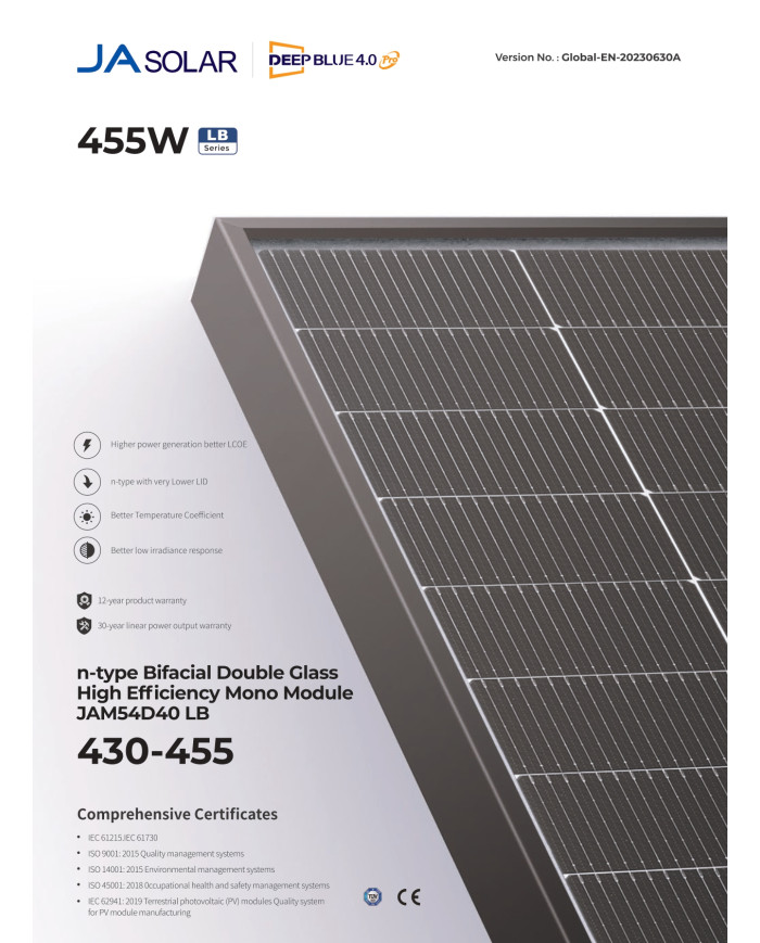 JA Solar JAM54D40 Bifacial 450W Czarna Rama